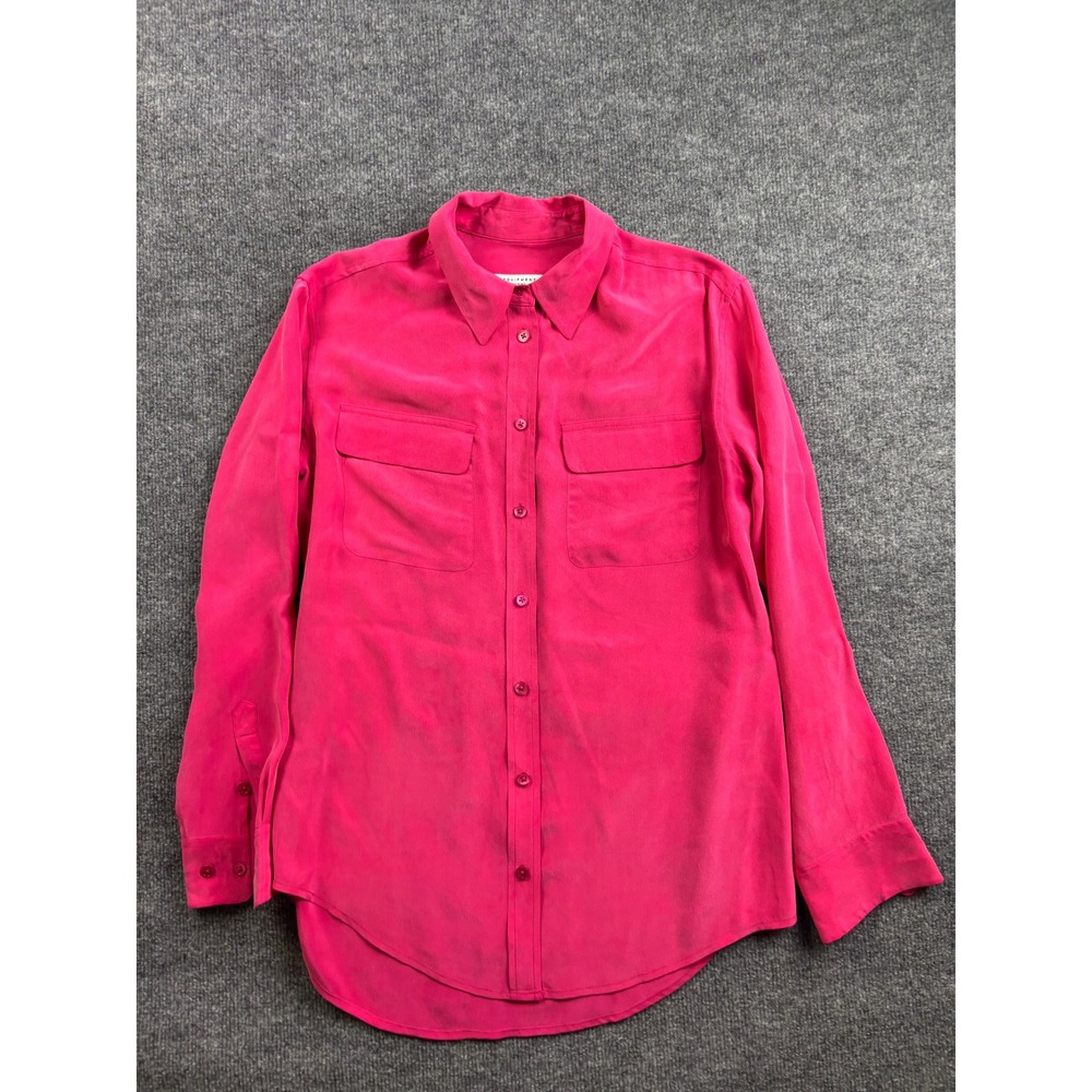 Equipment Silk Button Down Shirt Womens S Long Sleeve Chest Pockets Q23-E035